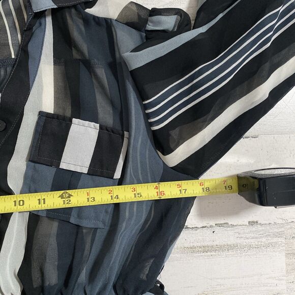 Akira Chicago Red Label Black/ Grey Striped Dress - Medium - Picture 9 of 11